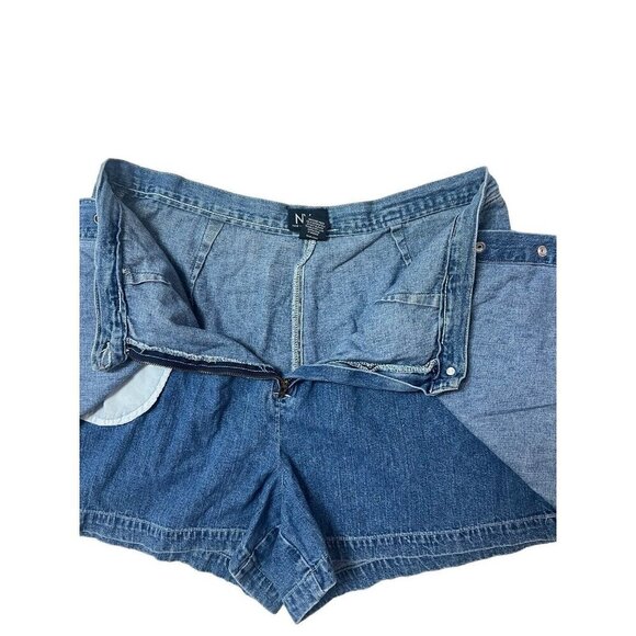 Vtg Skort Button Snap Front Denim Jean Mini Skirt Sz 16 90s Y2K Sporty Grunge - Picture 5 of 10